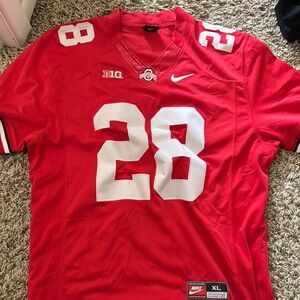 Nike Red and White Football Jersey